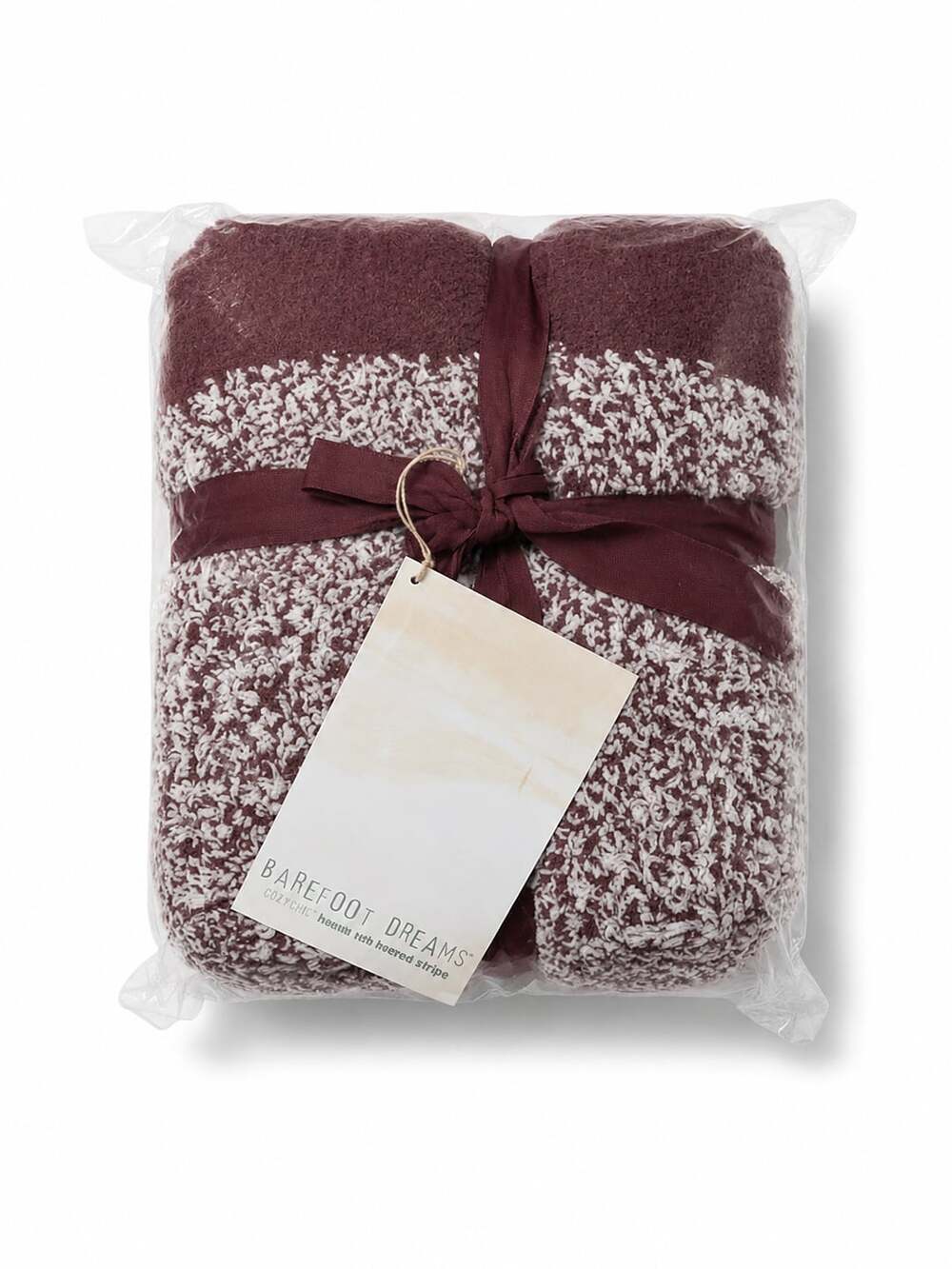 Barefoot Dreams CozyChic Heathered Stripe Throw  style 619 Rosewood 45 x 60 NWT